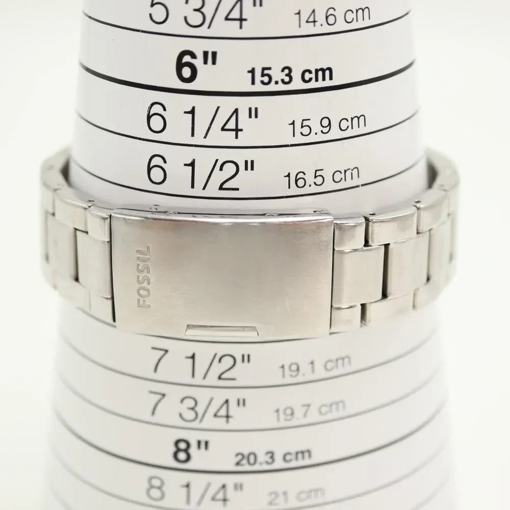 Fossil Decker Silver Tone 37mm Chronograph Watch Jewel Steel ES2681 New Battery